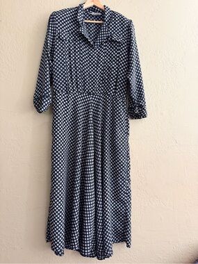 Black Polka Dot Midi Shirt Dress
